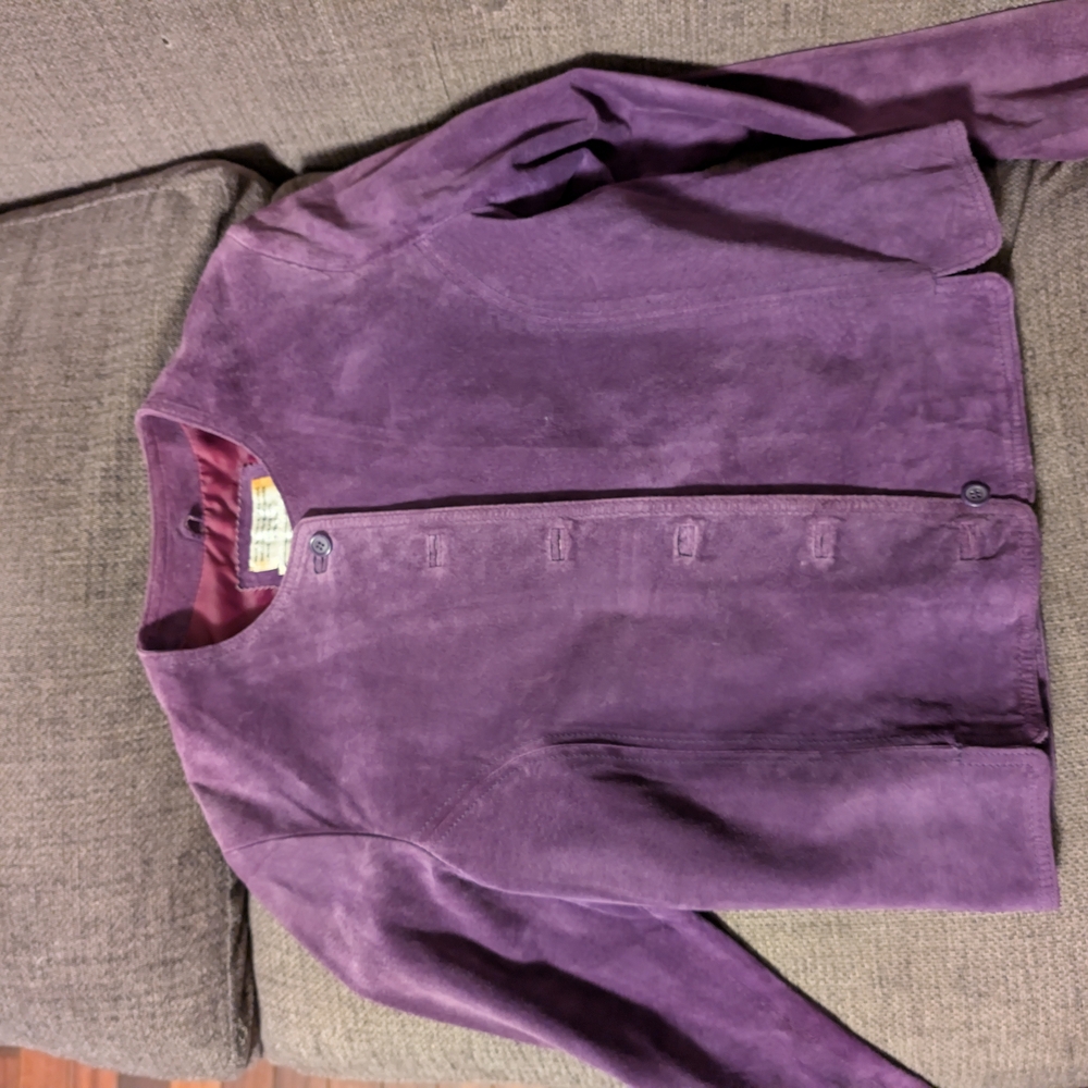 Sz Med Women's Vintage Purple Suede Leather Jacket
